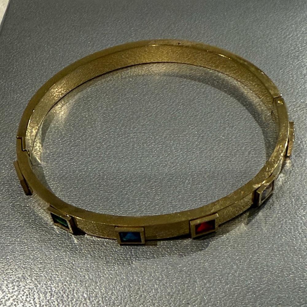 Elegant Gold Bangle with Multicolor Accents